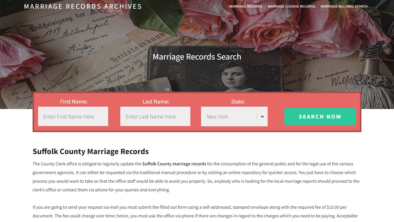 Suffolk County Marriage Records | Enter Name and Search ...